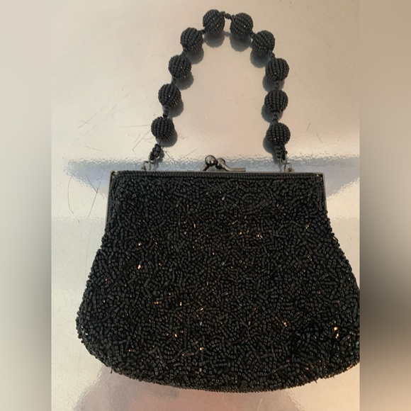 Carlos Felini Handbags - Stunning Vintage Carlos Fellini Black Beaded Handbag